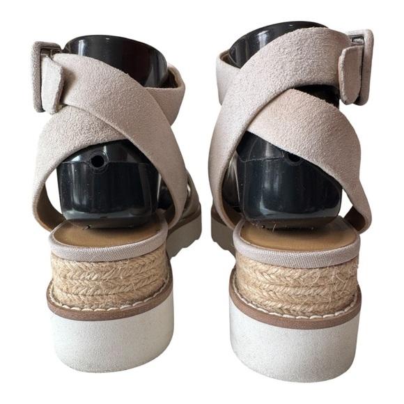 FRANCO SARTO Connolly Wedge Ivory Suede Jute Strappy Buckle Sandals Women’s 7 - Picture 9 of 10